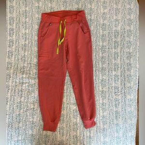Figs Coral Pink scrub bottoms